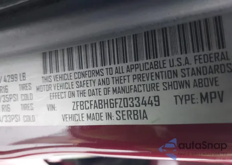 2015 Fiat 500L Easy z USA, uszkodzony, nr VIN ZFBCFABH6FZ033449